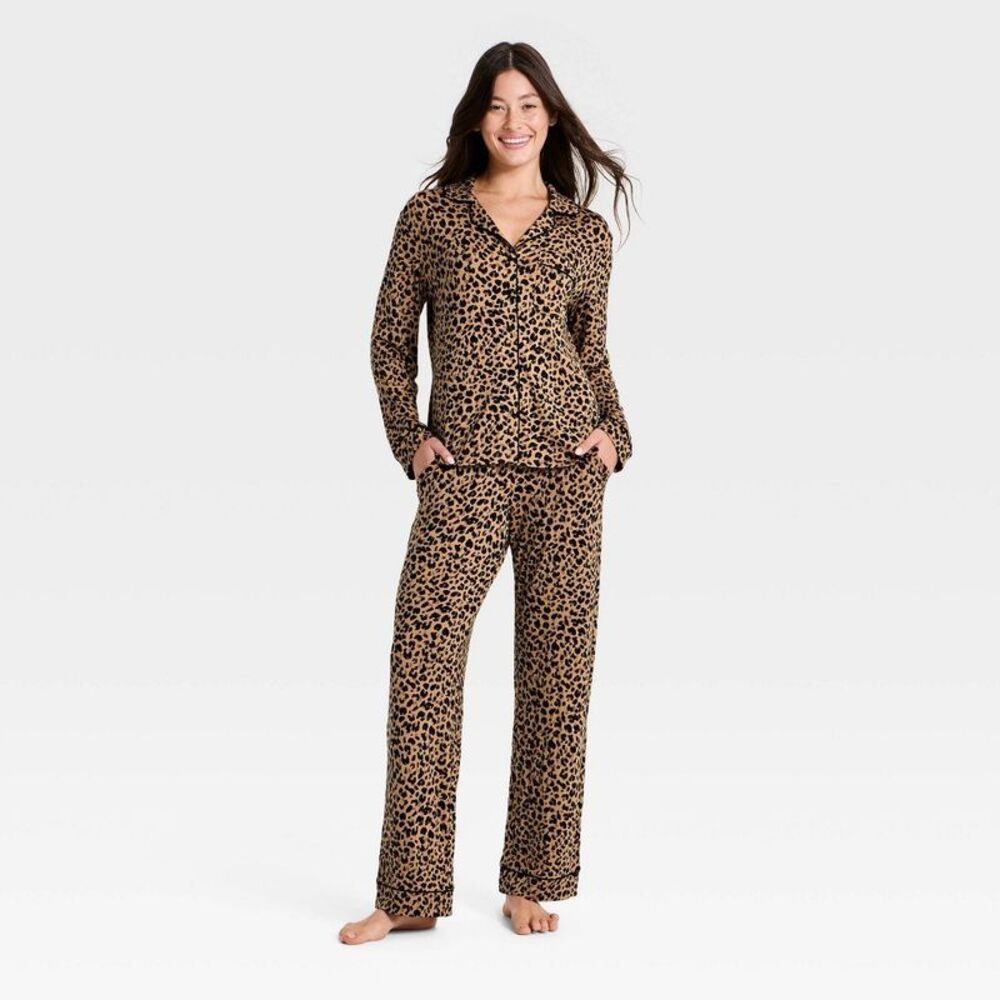 Women's Cloud Knit Modal Long Sleeve Pajama Set - Tan Size XS
